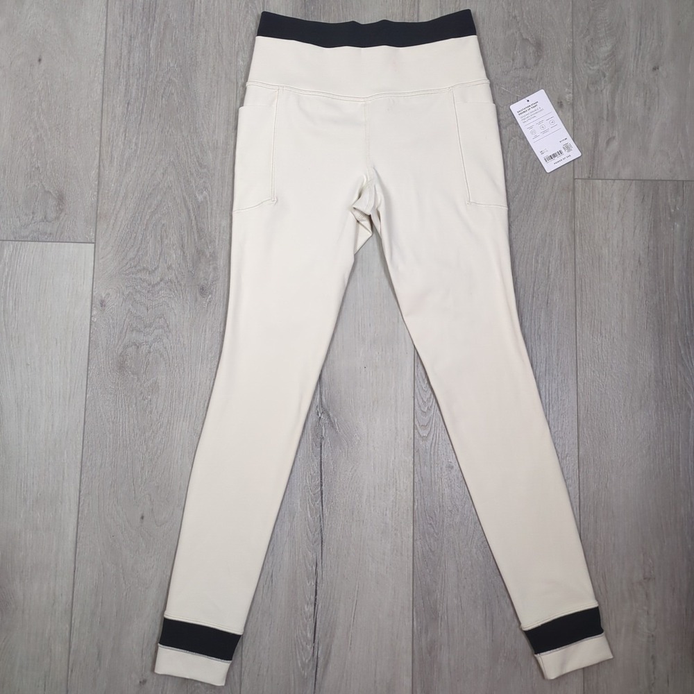 Athleta Salutation Stash Leggings Womens Small White Black High Rise Double Up